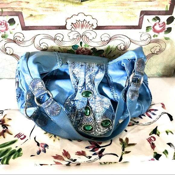 CHI By CARLOS FALCHI Lamb & Snakeskin Studded Bag - Picture 8 of 16